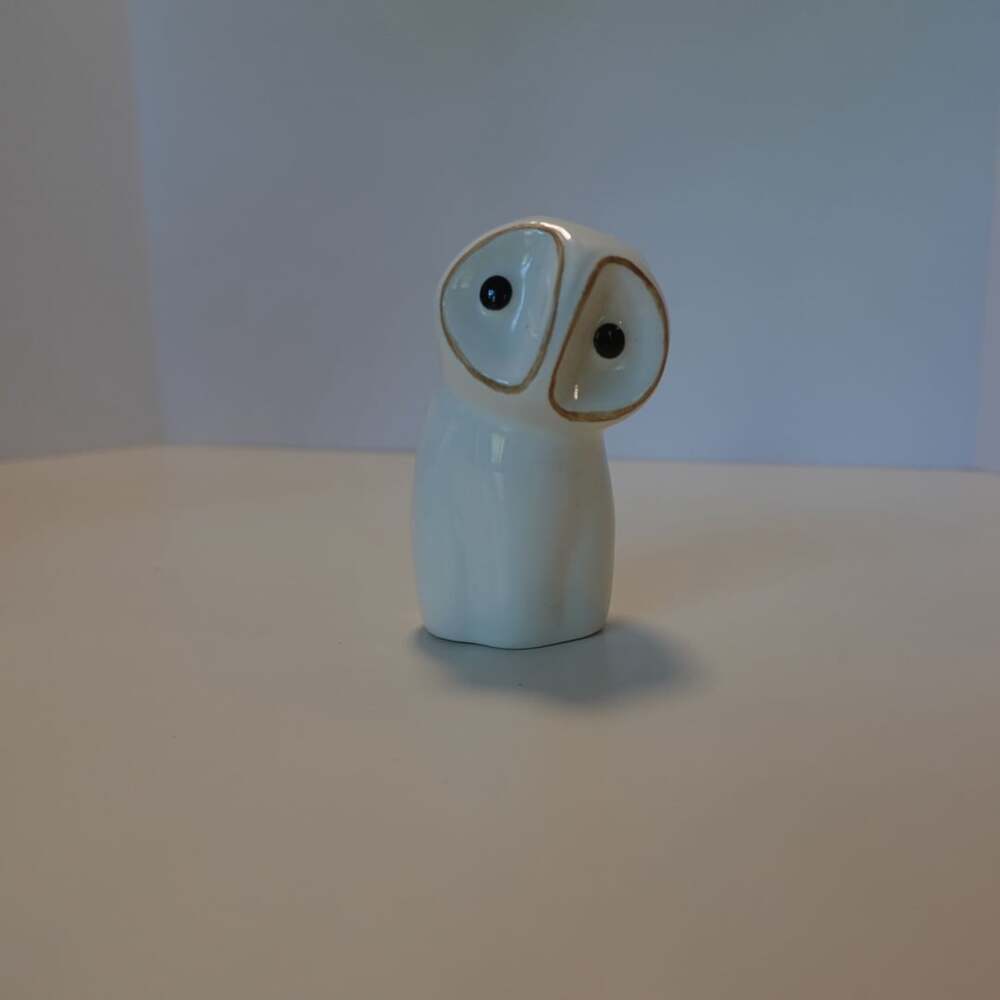 VTG Royal Dux Glossy White Porcelain Abstract Owl Figurine Jaroslav Jezek MCM